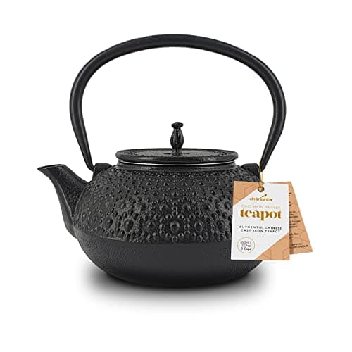Image of Charbrew Black & Dotty Chinese Cast Iron Teapot with Stainless Steel Tea Infuser (650ml/3 Cups)