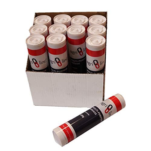 Image of Grease Cartridges, Box of 12, £3.95 per cartridge, EP2 General Purpose Lithium-based Brown Grease lubricant in 400g/14oz Cartridge for Grease Gun, by Agri-Linc