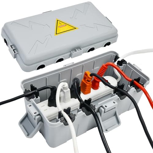 Image of Hrensaw Medium External Electrical Box (27 x 14 x 11.4 cm), Weatherproof Junction Box with 6 Cable Input, IP54 Waterproof Extension Cable Cover, Strip