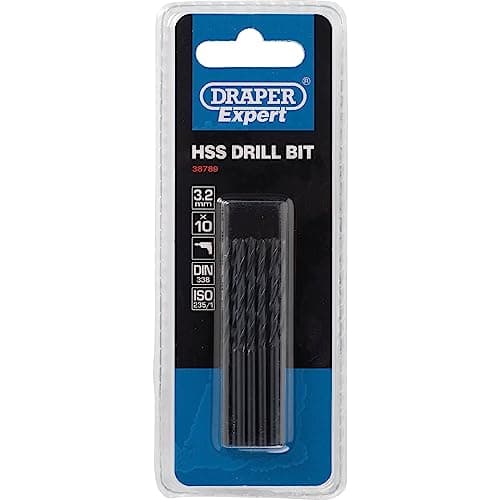 Image of Draper Expert HSS 10 -Piece Drill Bit Set | Masonry Carbon Steel Tools | Metal Tip Drills | 3.2mm Heavy Duty Bits | 38789