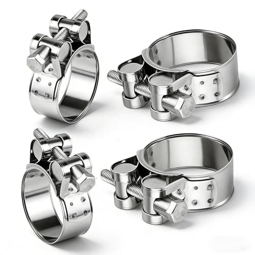 Image of T Bolt Hose Clamps, 4 Pack Exhaust Clamp, Adjustable 29-31mm 304 Stainless Steel Hose Clips, Screws Pipe Clamps Clips Assortment for Hoses Water Pipe Tube Attachments(20mm Width)