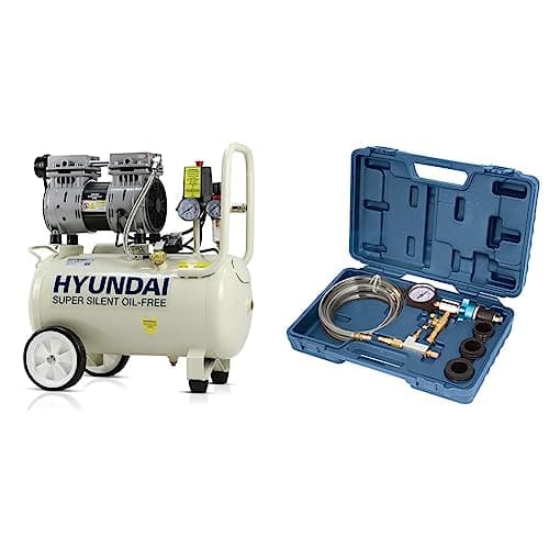 Image of Hyundai 24 Litre Air Compressor, 5.2cfm/100psi, Silenced, Oil Free, 750w / 230v Direct Drive, 150 litres Per Minute Low Noise Air Compressor, 2 Year Warranty & Laser 4287 Cooling System