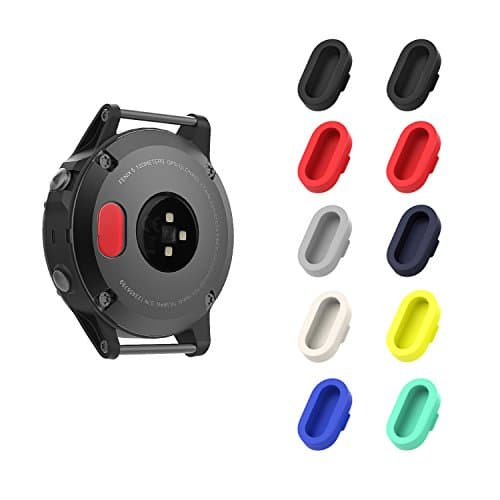 Image of MoKo 10 Pack Dust Plug Compatible with Garmin Fenix 7/7S/7X/6/6S/6X/5/5S/5X/Vivoactive 3/4/Forerunner 45/55/245/745/945/Venu 2/Instinct, Silicone Charger Port Protector Anti Dust Caps, Multi-color A