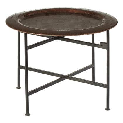 Image of Premier Housewares Small Metal Side Table Rich copper Tones Side Tables Living Room Small Black Table Metal Table Metal Legs W47 x D47 x H55 cm