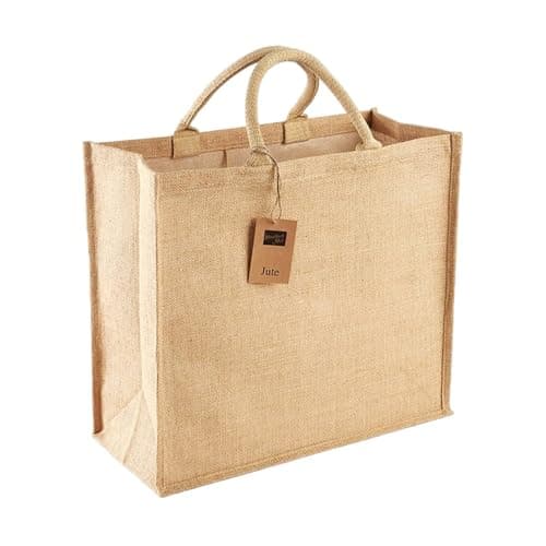 Image of Westford Mill Jumbo Jute Shopper Bag (29 Litres) (Pack of 2) - Reusable, Eco-Friendly Tote Bags