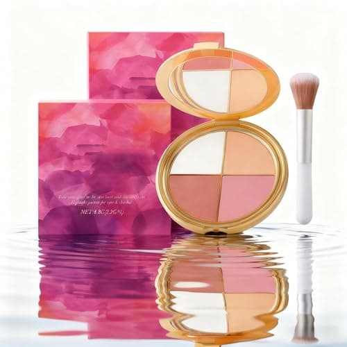 Image of Glow Wardrobe Eye & Cheek Palette – 4-Shade Highlighting & Blush Makeup Palette with Silky Blendable Texture, Long-Lasting Glow, Portable Face Palette with Makeup Brush(2pc)