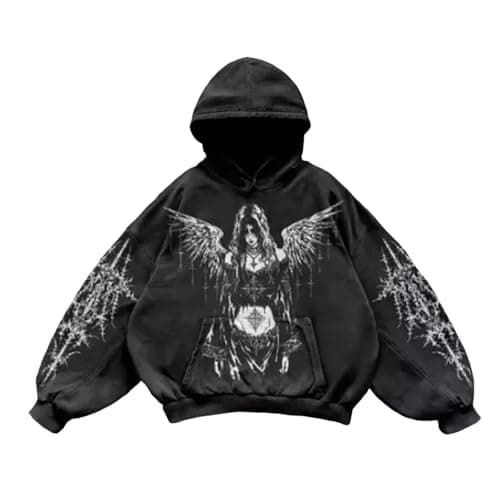 Image of Generisch Men's Hoodies & Sweatshirts Unisex Pullover Hoodie with Stylish Print Comfortable Casual Wear for Everyday Outfits Black Hooded Hoodie Men, black, 3XL