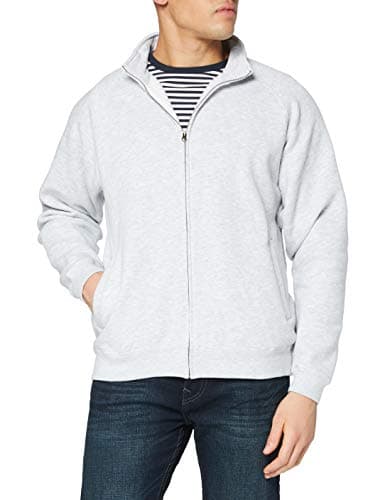 Image of Fruit of the Loom Men's Zip front Premium Sweater, Heather Grey, Large