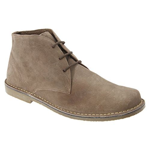 Image of Roamers Mens 3 Eye Square Toe Suede Leather Desert Boots Sand , Beige, 9 UK