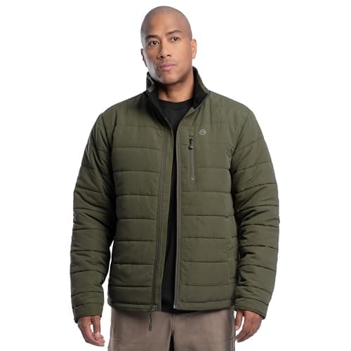 Image of ATG Men's Mock Neck Quilted Jacket, Olive Green, M