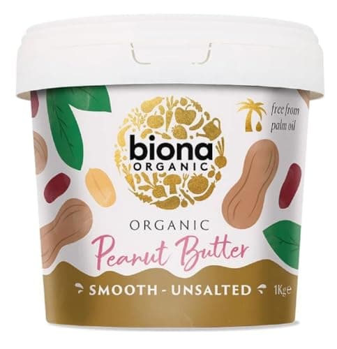 Image of Biona Organic Smooth Peanut Butter 1KG - Unsalted & Palm Oil Free - Made with Freshly Roasted Organic Nuts - Source of Vegan Protein - Gluten & GMO Free
