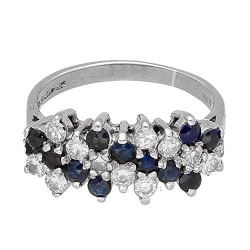 Image of 18Carat White Gold Sapphire & Diamond Cluster Eternity Ring (Size K 12)