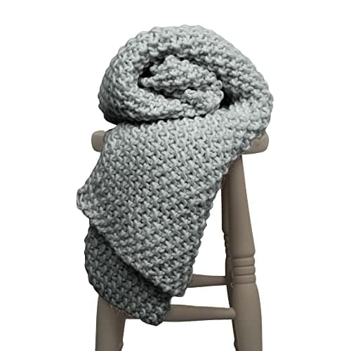 Image of Wool Couture Louis Baby Blanket Knitting Kit – Beginner Skill Level – Includes 4 Balls of 100g Merino Wool Cheeky Chunky Yarn, Knitting Needles, Sewing Needle, How-To Guide, and Pattern – Natural Grey