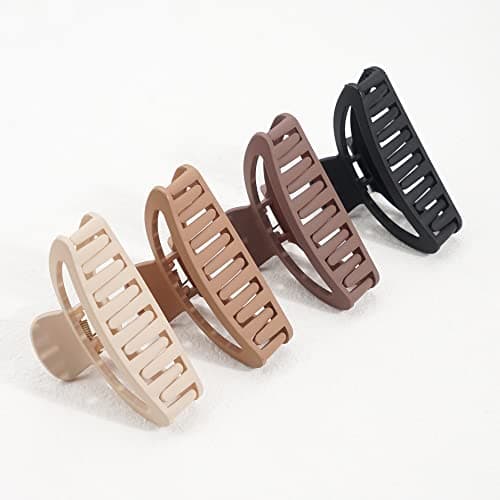 Image of JOYOYO 4 Pcs Claw Clips for Thick Hair Natural Colors Hair Clips Hair Claw Clips for Women and Girls, Lightweight Non-slip with Comb Teeth Strong Hold Large Size 3.5 Inch