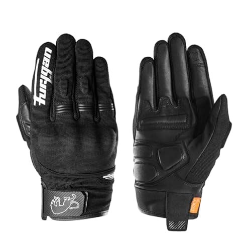 Image of Furygan JET D3O EVO - Men's Motorcycle Gloves - 100% Leather Palm - Comfort - Summer Gloves - Breathable & Light - Compatible Screens - Touch Screen, Black-white