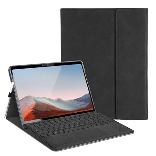 Image of Protective Case for 10-inch Microsoft Surface Go 4/3/2/1, Multiple Angle Viewing, Slim Lightweight Cover, Stylus Holder, Light Heat Dissation, Compatible with Type Cover Keyboard, Black