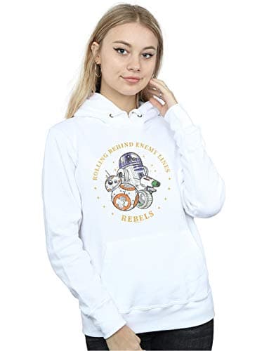 Image of Absolute Cult Star Wars The Rise Of Skywalker Rolling Behind Enemy Lines Women's Hoodie White X-Large