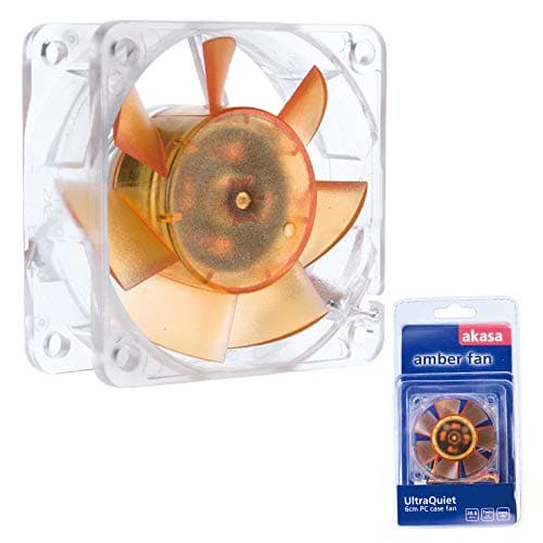 Image of Akasa 60mm Amber | Silent Fan | 20.5dB | 3-pin to 4-pin adapter | 2300 RPM | High Airflow & Static Pressure | For PCs, Heatsink, CPU cooling and Ventilation | AK-186-L2B