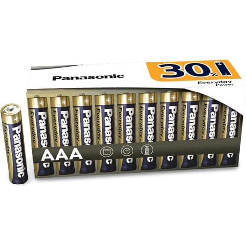 Image of Panasonic EVERYDAY POWER AAA batteries, pack of 30 alkaline batteries, AAA, Micro, LR03, 1.5V, 100% cardboard, plastic-free packaging, batteries for reliable energy in daily use