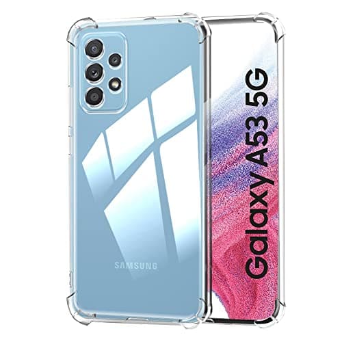 Image of Hually Clear Case for Samsung Galaxy A53 5G, Transparent Anti-Shock Bumper Cover with Shock-Absorption Air-Cushion Corners, Soft TPU Silicone Anti-Scratch Case for Samsung Galaxy A53 5G