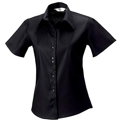 Image of Russell Collection Ladies/Womens Short Sleeve Ultimate Non-Iron Shirt (M) (Black)