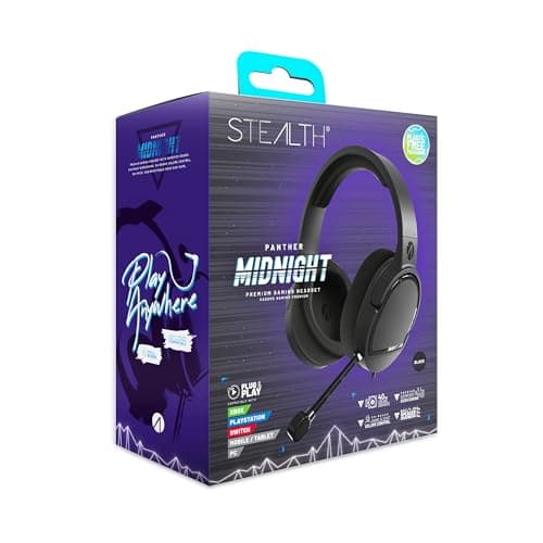 Image of STEALTH PANTHER Over Ear Gaming Headset PS4/PS5, XBOX, Switch, PC with Flexible Mic, 3.5mm Jack, 1.5m Cable, Lightweight, Comfortable and Durable