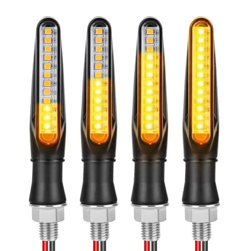 Image of URAQT 4pcs Motorcycle Indicators, Flowing Mode Turn Signal Lights, Motorcycle Turning Indicators, 12V 12 LED Universal Waterproof for Scooter Quad Cruiser Off Road