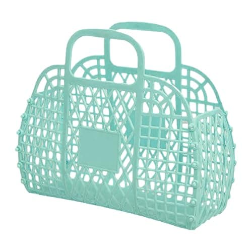 Image of Jelly Bag, Reusable Handbag Beach Concert Summer Travel, Chic Design,Trendy Tote Basket Easter Picnic Pool Party Wedding Outfit Accessory Storage Organizer for Men and Women, 24x21x9.5cm
