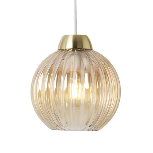 Image of Litecraft Clara Light Shade Glass Ribbed Easy Fit Lampshade (Champagne Tint)