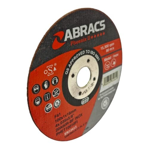 Image of Abracs Cut Off Wheels - Extra Thin Metal and Stainless Steel Cutting Discs For Angle Grinders 100mm x 1.0 x 16mm (4") Single Disc