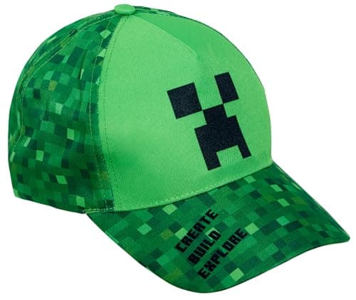 Image of Minecraft Baseball Cap Kids Unisex Hat Creeper Summer Peaked Sun Hat Adjustable Green