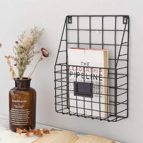 Image of Bodyplus Wall Mounted Magazine Rack – Metal Hanging Literature Holder for Magazines, Newspapers & Mail – Vertical Display Organizer for Home, Office, Waiting Rooms & Stores (BLACK)