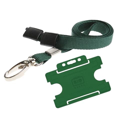 Image of Customcard ltd® Holder and Lanyard Neck Strap with Lobster Metal Clip for ID Badge, ID Card, Staff Card - Colour Green. Recyclable Holder and ECO Friendly Lanyard (Green)