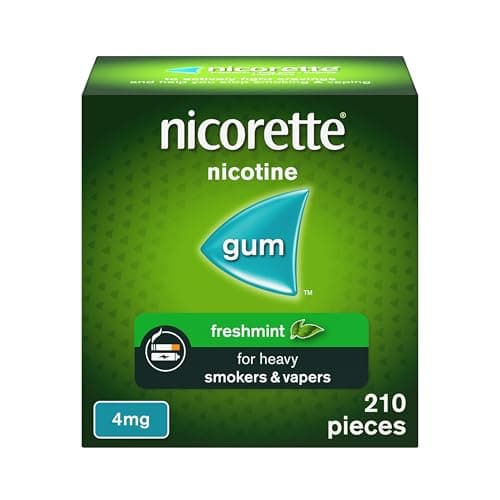 Image of Nicorette Freshmint 4mg Gum (210 Pieces), Discreet Stop Smoking and Stop Vaping Aid to Help you Quit For Good, Tackle Cravings and Withdrawal Symptoms, Freshmint Nicotine Gum (Quit Smoking or Vaping)