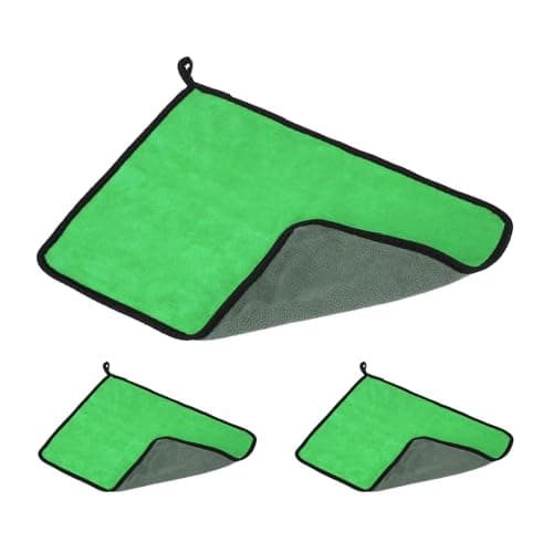 Image of PATIKIL 11.8x15.7 Inch Billiard Cue Towel, 3 Pack Pool Cue Cleaner Shaft Cloth Coral Fleece for Snooker Pole Pool Table Cue Accessories, Green Grey