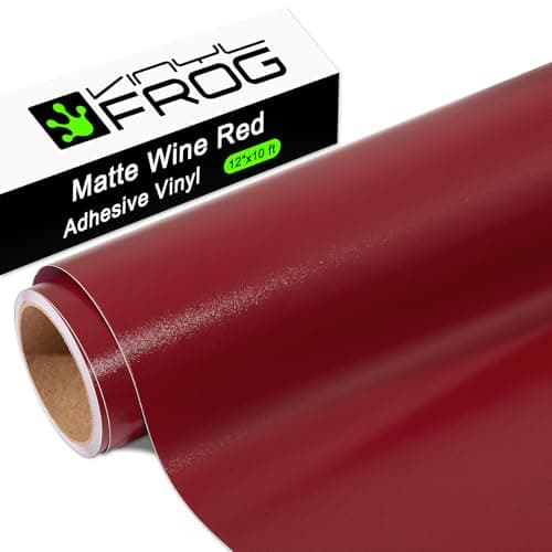Image of VINYL FROG Matte Wine Red Permanent Adhesive Vinyl Roll 30.5x305cm for Bottle and Glass Decoration