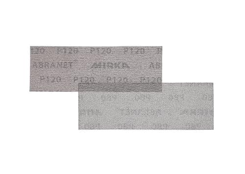 Image of Mirka Abranet net sandpaper strips 80x230 mm Hook & loop/Grit P120 / 50 pcs/for sanding wood, walls, metal, aluminium, stainless steel, copper, filler, varnish, plastic / 5417505012
