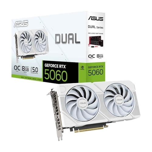 Image of ASUS Dual GeForce RTX 5060 8GB GDDR7 White OC Edition (PCIe 5.0, 8GB GDDR7, DLSS 4, HDMI 2.1b, DisplayPort 2.1b, 2.5-slot design, Axial-tech fan design, 0dB technology) White