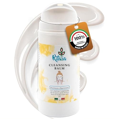 Image of Ritalia® CLEANSING BALM 100ml | Makeup Remover for Face & Eyes | Removes Waterproof Mascara & Eyeliner | VEGAN ORGANIC SHEA BUTTER & ALOE VERA | Made in Italy | PRO COLLAGEN CLEANSE