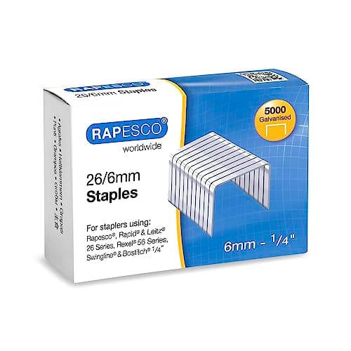 Image of Rapesco S11662Z3 Type 26/6 mm (No.56) Galvanised Staples, Pack of 5000