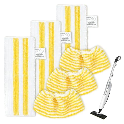 Image of KEEPOW 3+3 Pack for Karcher Steam Cleaner Pads, Compatible with Karcher EasyFix SC3, SC2 Steam Cleaner, Steam Mop Accessories, karcher steam mop pads, 3 Steam Cleaner Pads+ 3 Handheld Nozzle Pads
