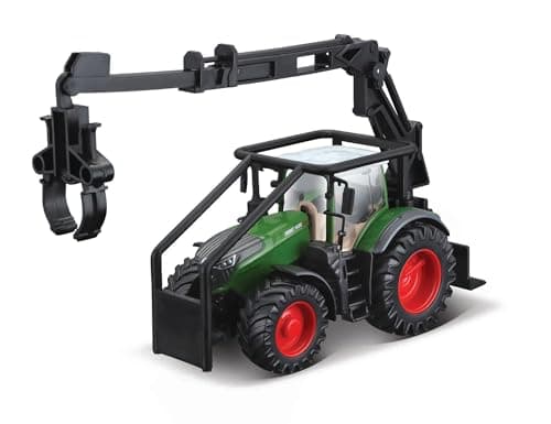 Image of Bburago Die-Cast FENDT 1050 VARIO TRACTOR with Working FRONT LOADER and LOG LOADER - Detailed Replica Collectible Model Toy