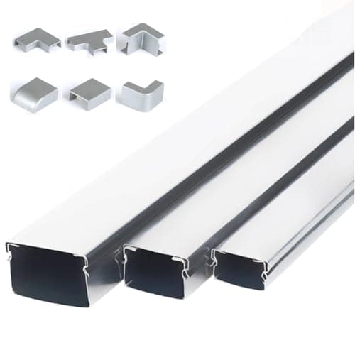 Image of Aluminium Alloy Cable Trunking Floor And Wall Cord Management Kit Pack Of 7 Multiple Sizes(50x25mm)
