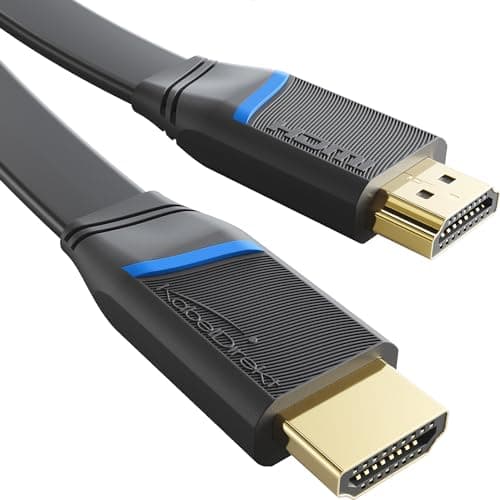 Image of HDMI cable flat – 2m – 4K@60Hz (flat cable for laying – extra copper for up to 18Gbit/s according to HDMI 2.0 standard, High Speed with Ethernet, Blu-ray/PS5/Xbox/Switch, black) by CableDirect