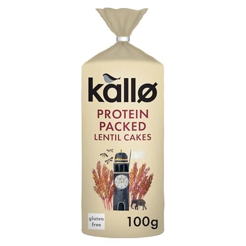 Image of Kallo Protein Packed Lentil Cakes, Low Fat Healthy Snacks, Vegan & Coeliac Friendly, Gluten Free & Sugar Free with No Artificial Colours or Flavours, Single Pack – 1 x 100g