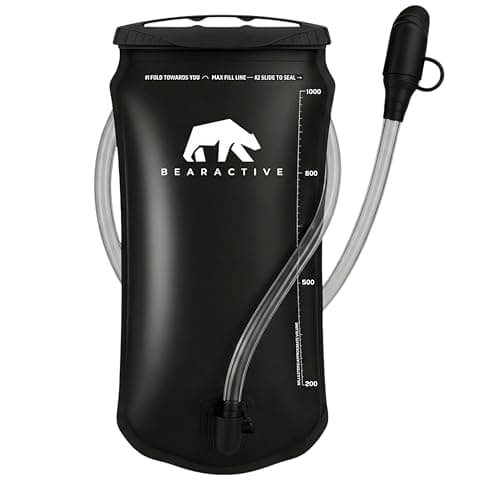 Image of Bearactive Hydration Bladder, Water Bladder 2L for Running Backpack with BPA-Free TPU, Hydration Pack, Leak-Proof Water Pouch, No Plastic Smell – Hiking, Running, Cycling & Camping (Black, 1 Litre)