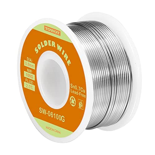Image of TOWOT Lead Free Rosin Core Solder Wire for Electrical Soldering, Content 2.0% Solder Flux Sn0.7Cu (0.6mm 100g)