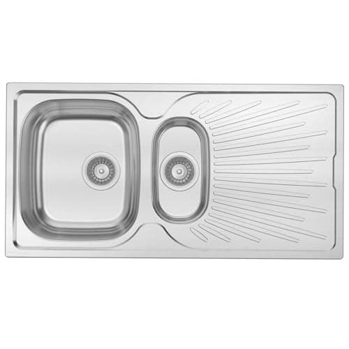 Image of Liquida JAV15SS 1.5 Bowl Reversible Stainless Steel Kitchen Sink with Waste