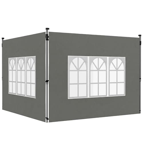 Image of Outsunny Gazebo Side Panels with Window for 3x3(m) Pop Up Gazebo, 2 Pack Sides Replacement, Dark Grey