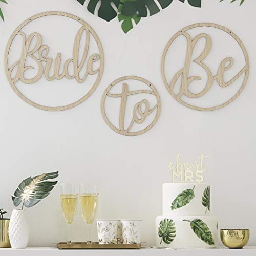 Image of Ginger Ray Wooden Bride to Be Decoration Hoops - Botanical Hen Party